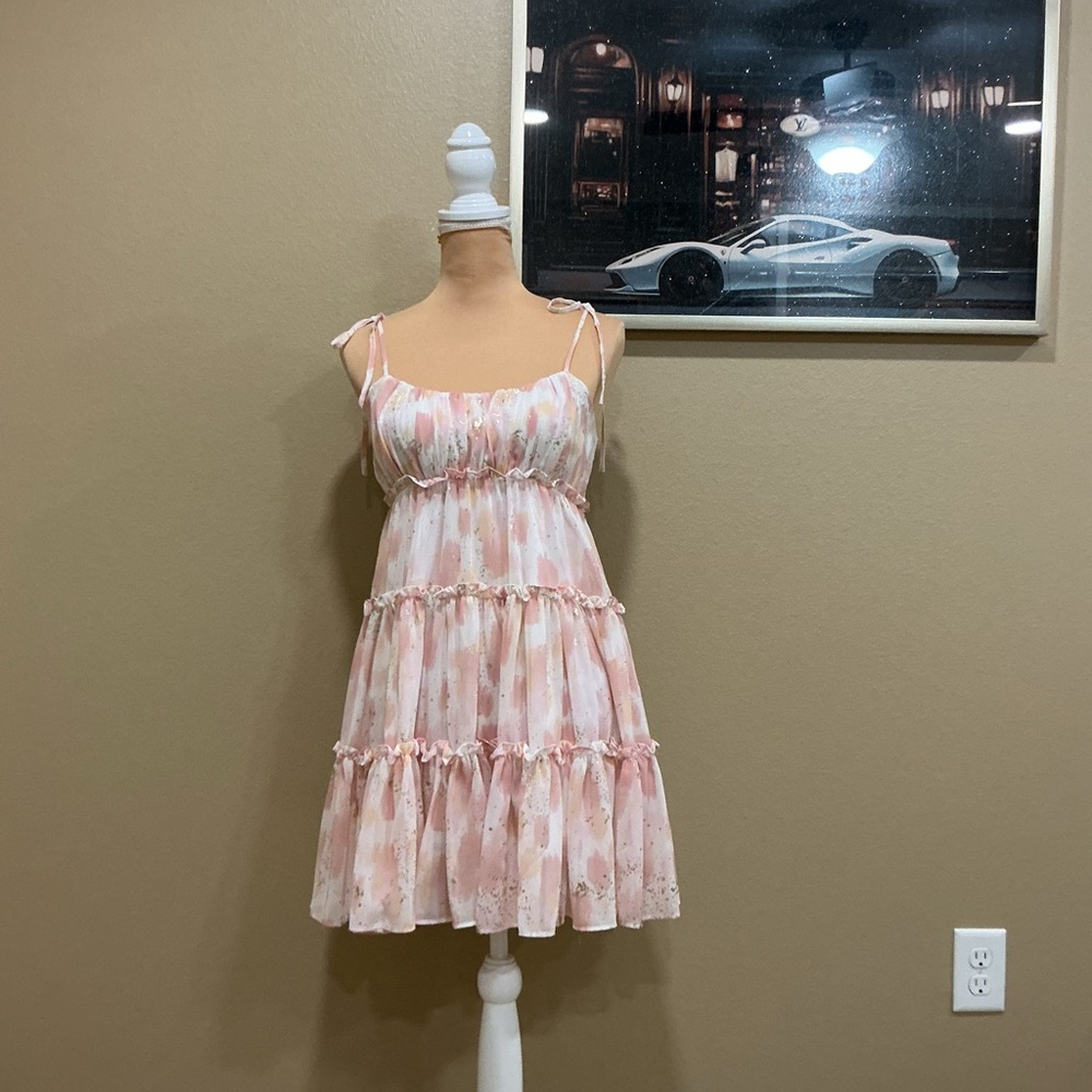 Buddy Love Blush Floral Tiered Mini Dress